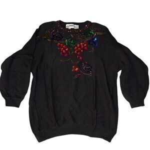 Distinctly Different Women's‎ 24W Black Sequin Knit Pullover Sweater Vintage